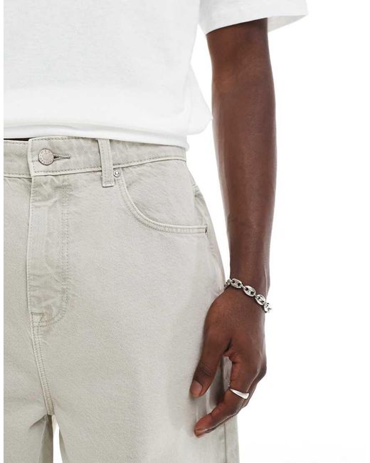 ASOS Natural Long Length Denim Jort for men
