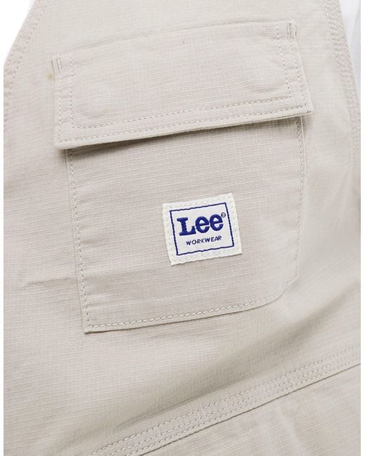 Gilet unisex color pietra multitasche vestibilità comoda con logo di Lee Jeans in Gray