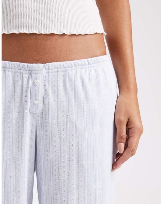 Hollister Blue Low Rise Wide Leg Pointelle Pyjama Bottoms