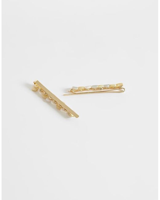 ASOS White Pack Of 2 Faux Semi-Precious Chipping Hair Slides