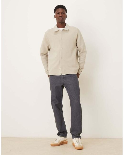 ASOS Natural Ribbed Jersey Shacket for men
