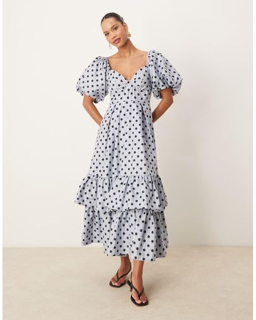 Sister Jane Blue Dream Puff Sleeve Ruffle Maxi Dress