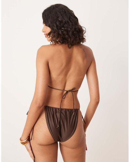 Motel Brown Pami Hibiscus Print Triangle Bikini Top
