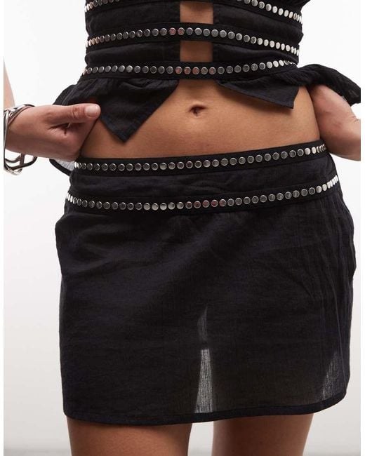 Collusion Black Stud Trim Micro Beach Skirt