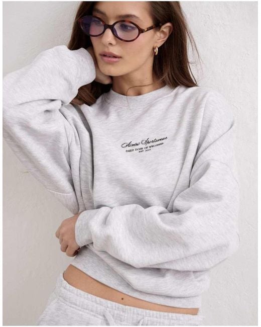 Aim'n White Light Melange Script Sweatshirt