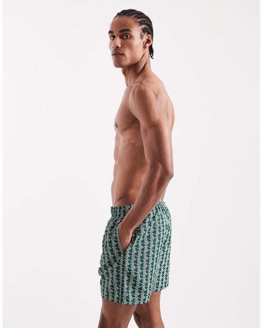 Lacoste Green Monogram Swim Shorts for men
