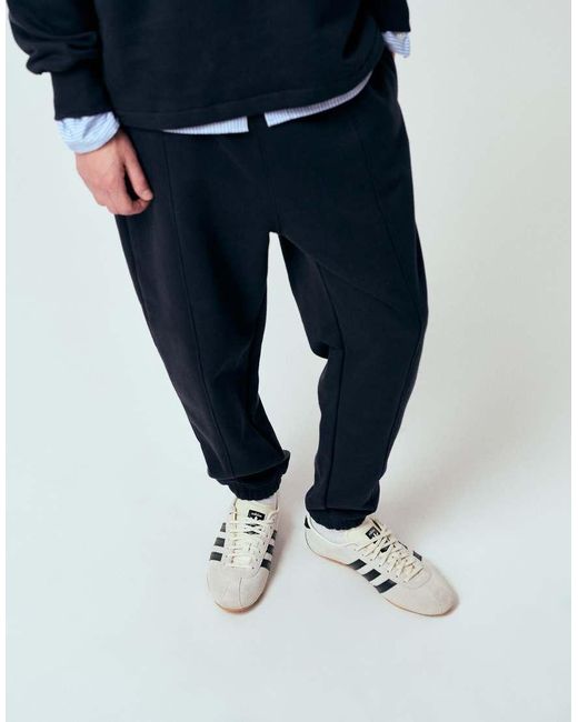 ASOS Blue Co-ord Tapered Heavyweight joggers With Pleats for men