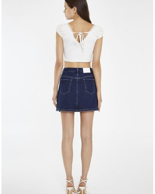Glamorous Blue Side Split Denim Mini-Skirt