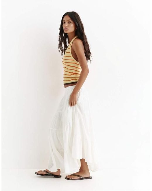 Pull&Bear White Asymmetric Midi Skirt
