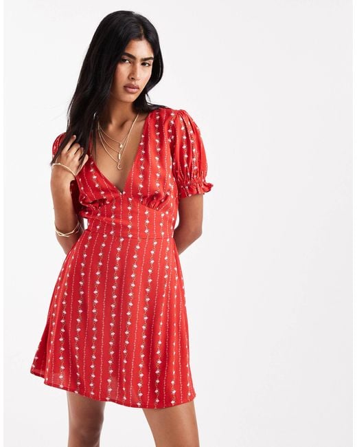 Miss Selfridge Red Mini Tea Dress