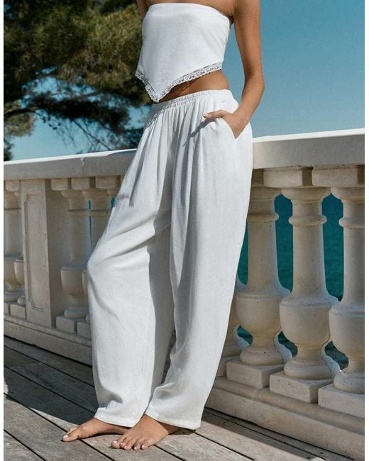 4th & Reckless Green Linen Blend Elasticated Waist Balloon Leg Trousers Co-ord