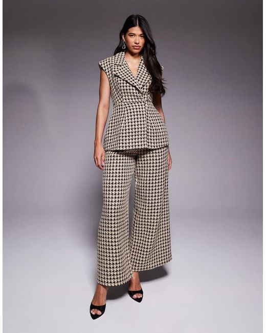 ASOS Gray Co-Ord Structured Houndstooth Waistcoat