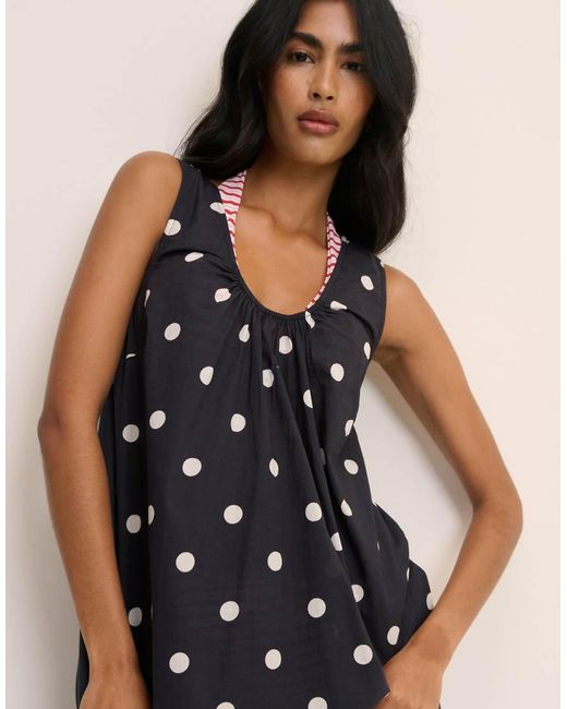 Nobody's Child Blue Polka Dot Scoop Neck Midi Beach Dress