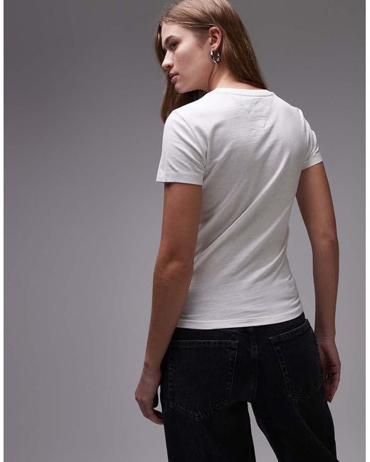 T-Shirt Bianca Con Logo A Spirale Al Centro di Tommy Hilfiger in White