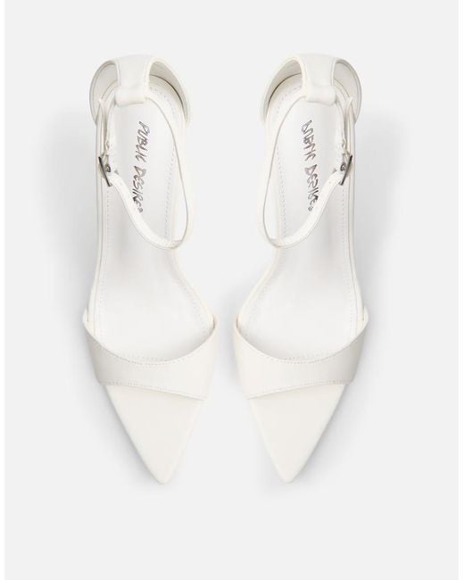 Public Desire White Kelisa Pu Pointed Toe Barely There Stiletto High Heels