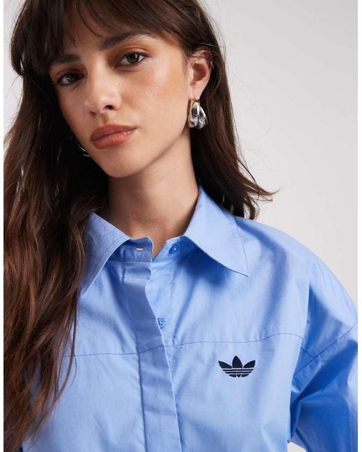 adidas Originals x ASOS Blue Cinched Shirt With Shoulder Pads