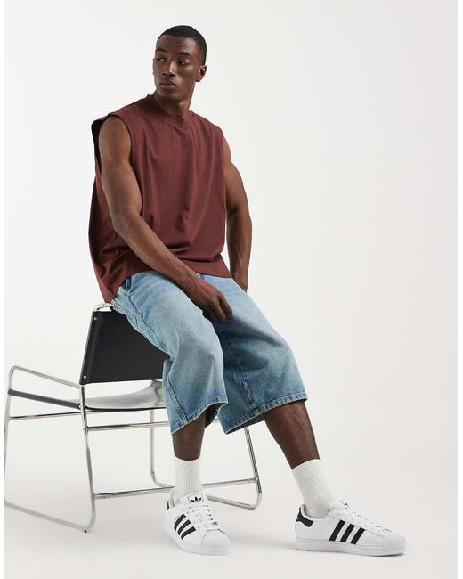 ASOS Brown Essentials Oversized Tank for men