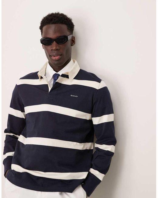 Gant Blue Striped Logo Rugby Shirt for men