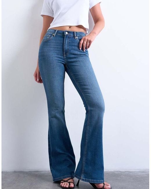 Topshop Hourglass Jamie Flare High Rise Jeans in Blue Lyst UK