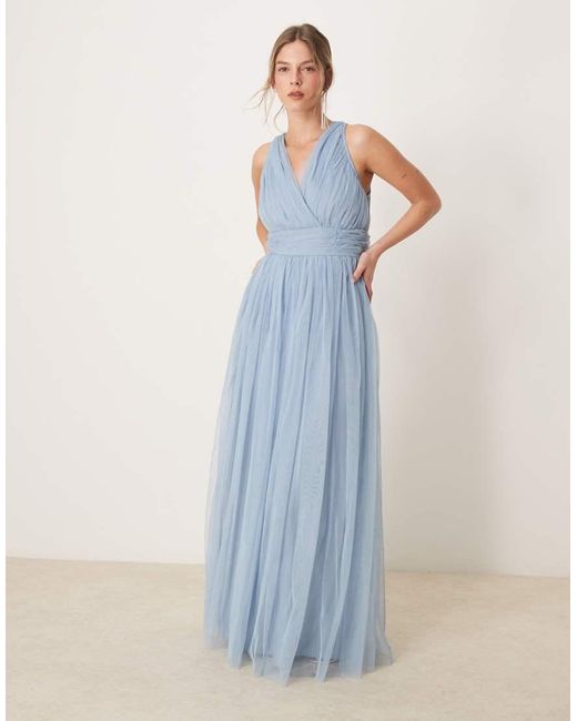 ANAYA Blue Open Back Maxi Bridesmaid Dress