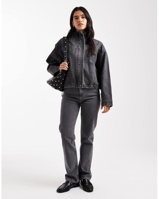 Chaqueta Vaquera Con Cuello Alzado De (Parte De Un Conjunto) ASOS de color Black