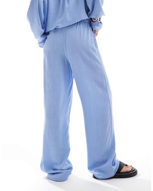 ONLY Blue – weit geschnittene schlupfhose aus leinenmix