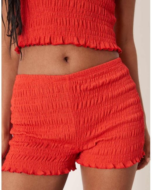 ASOS Red Co-ord Shir Micro Shorts