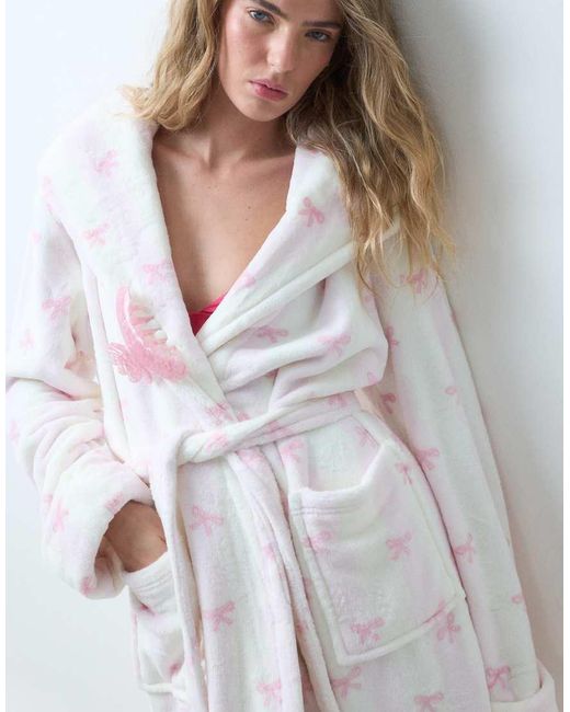 Loungeable White Cozy Hooded Midi Robe