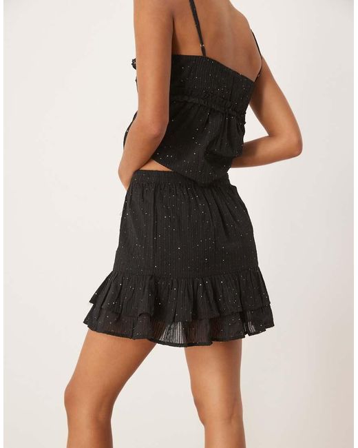 Pimkie Natural Sequin Detail Ruffle Hem Mini Skirt Co-ord