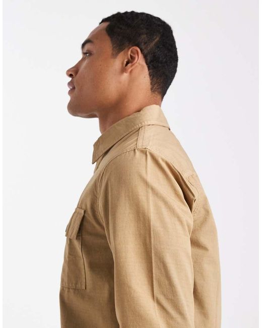 Chaqueta Abotonada Estilo Camisa De Popelina De Algodón De -Neutro Threadbare de hombre de color Natural