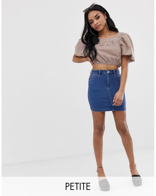 blue super stretch denim mini skirt