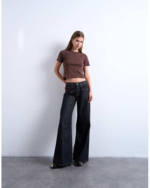 Camiseta Básica Con Diseño Encogido De TOPSHOP de color Brown