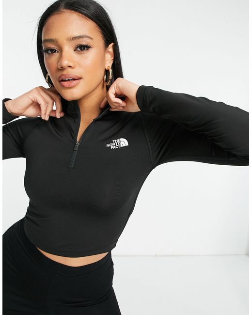 The North Face 1/4 Zip Fitted Cropped Long Sleeve Top in Black | Lyst  Australia