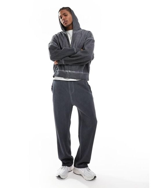 Bershka Blue Washed Wide Leg Jogger Tracksuit for men