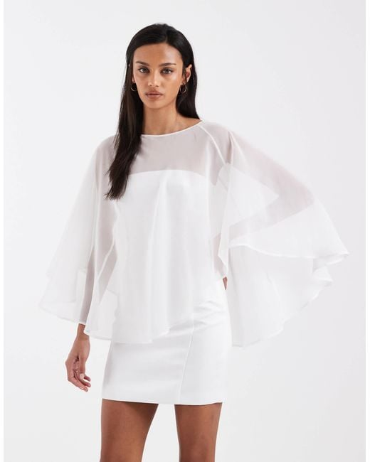 4th & Reckless White Chiffon Draped Cape Top