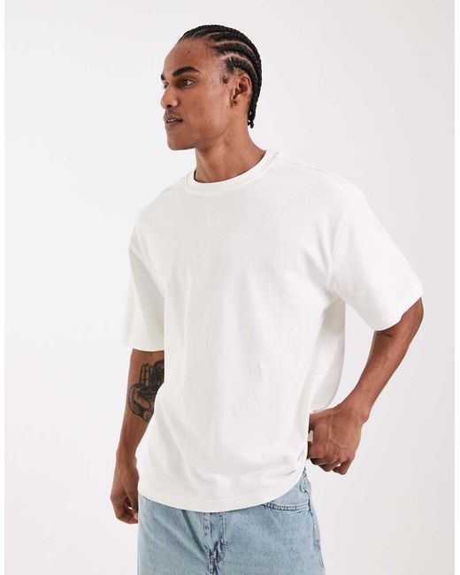 Only & Sons White Structured Oversized T-shirt for men