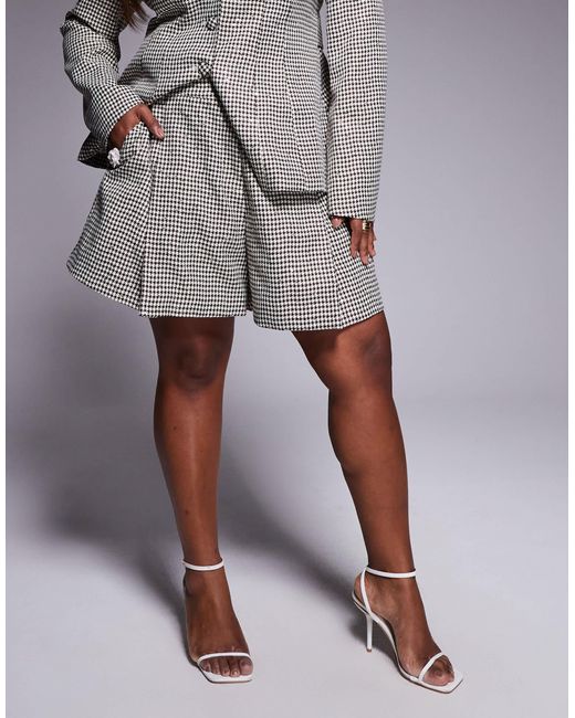 ASOS Gray Curve Houndstooth Flippy Shorts