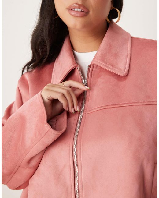 ASOS Red Asos Design Curve Faux Suede Top Collar Jacket