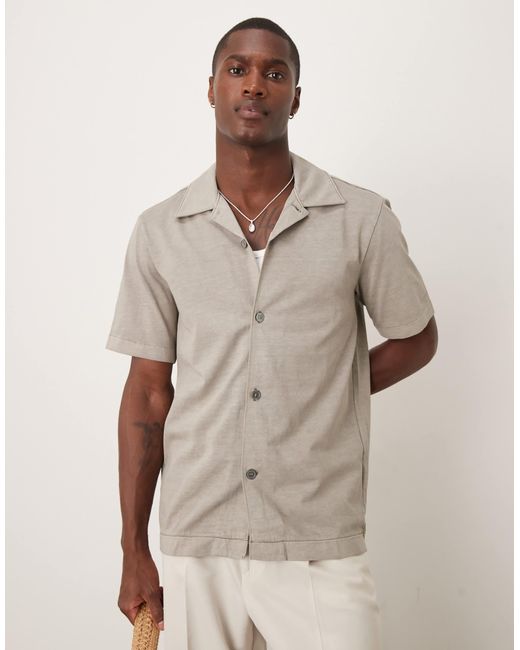 ARKET Gray Pure Cotton Heavyweight Jersey Short Sleeve Shirt for men
