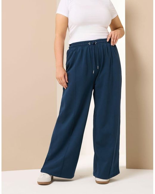 Yours Clothing Blue Wide Leg Joggers