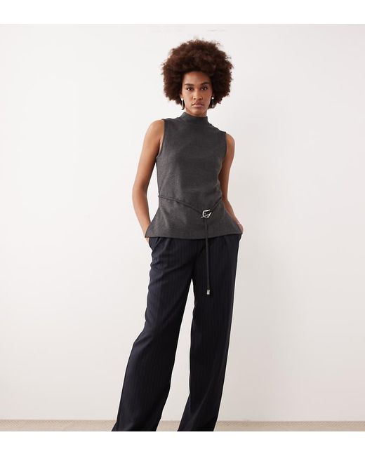 ASOS Black Tall Tailored Wide Leg Pleated Trousers