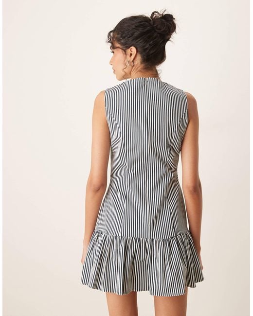ASOS Natural – gestreiftes mini-etuikleid mit tiefer taille
