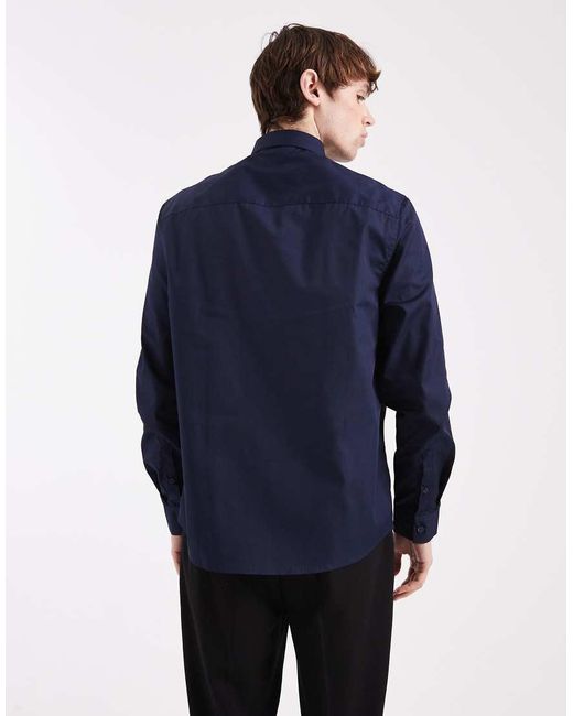 ASOS Blue Formal Easy Iron Poplin Regular Shirt for men