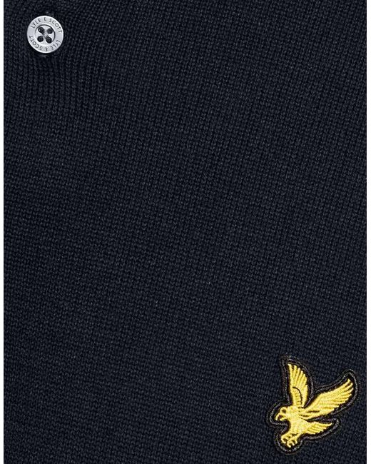 Lyle & Scott Blue Mid Knits Cotton Short Sleeve Knitted Polo for men