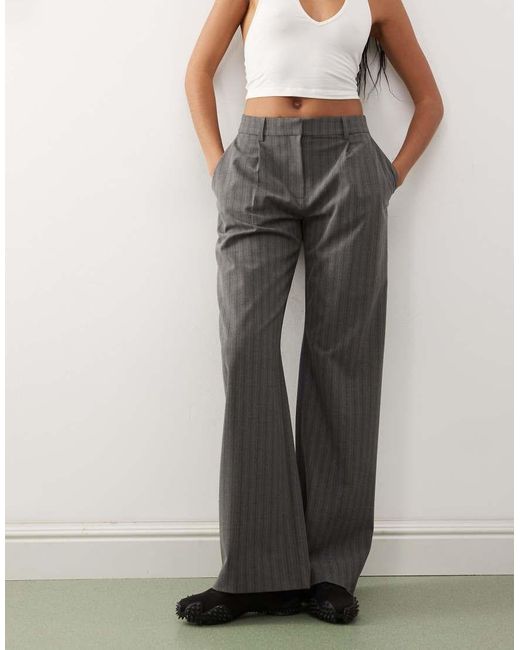 Weekday Gray Co-ord Mid Waist Slouchy Trousers With Front Pleats