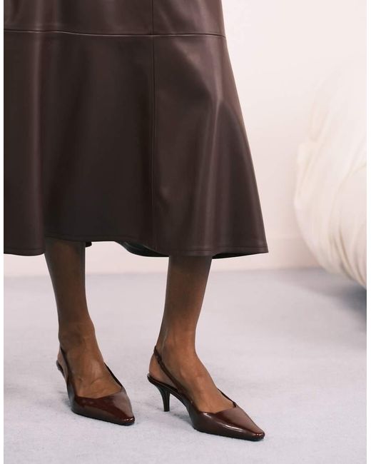 Mango Pink Faux Leather Midi Skirt
