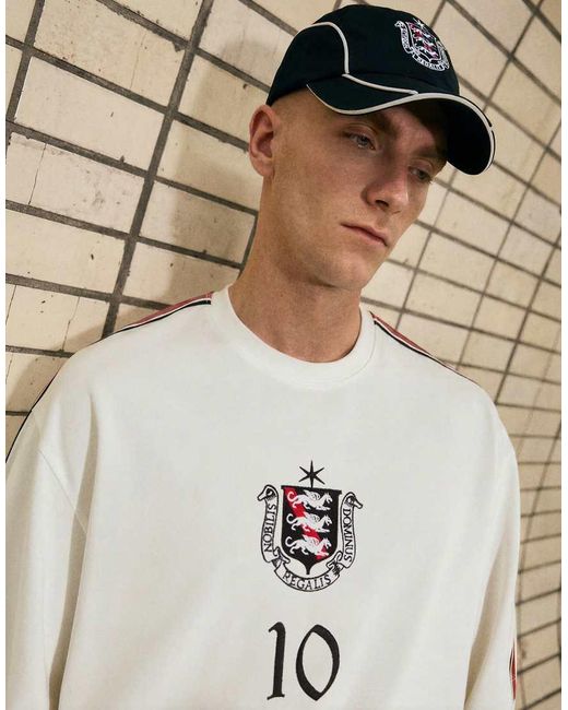Bershka White Embroidered Cap for men