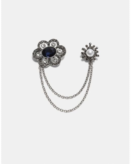 Stradivarius Gray Brosche mit schmuckkette