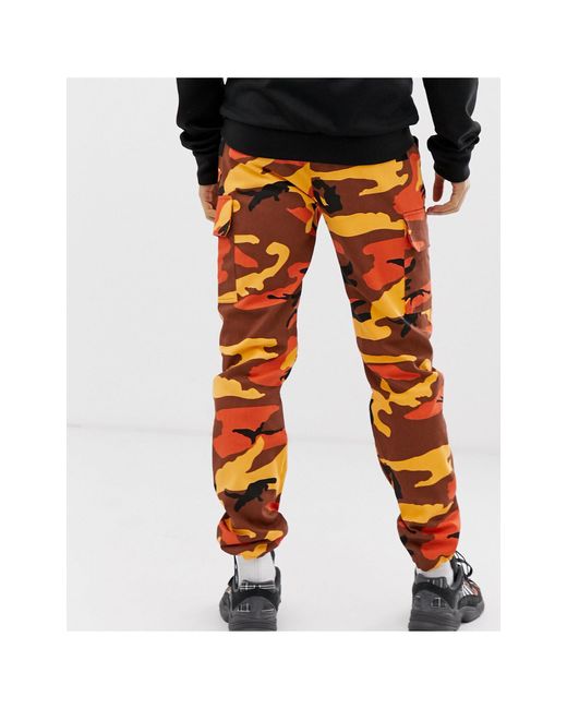 Sixth June Cargo Pants In Orange Camo 
