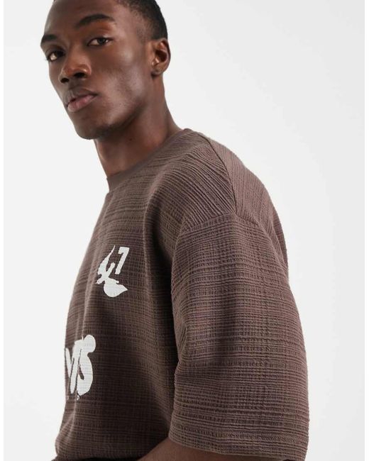 ASOS Brown Heavyweight Oversized T-shirt With Football Graphic for men
